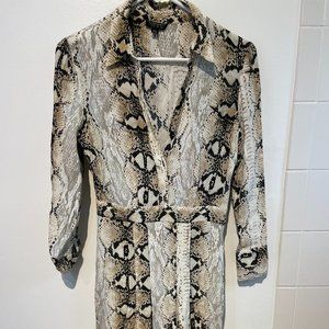 Topshop Beige Snake Print Long Dress Size 2
